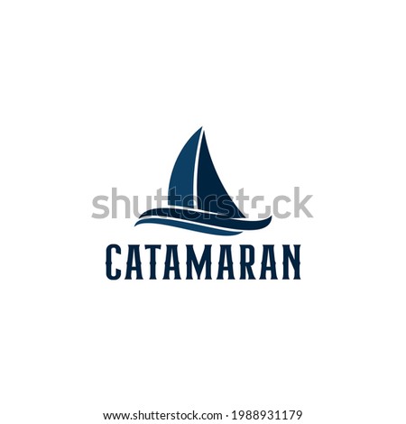 Simple Boat Hull Catamaran Silhouette Logo