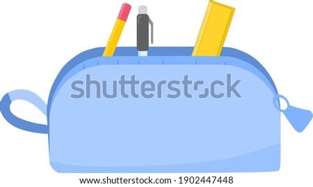 Vector illustration of a pencil box filled with school supplies