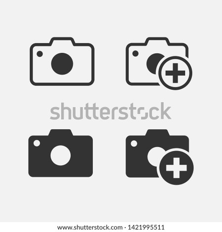 Add photo vector icon. Black illustration isolated on white. Simple pictogram for graphic and web design.