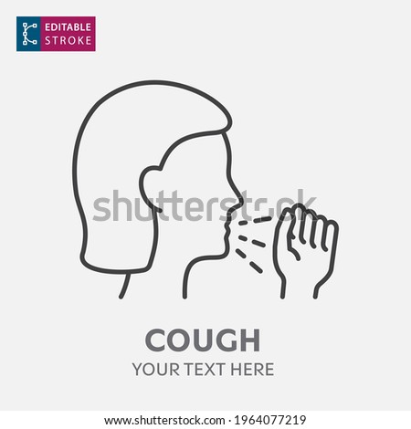 Woman coughs icon in simple design. Editable stroke. Vector illustration.