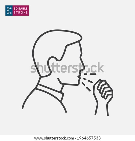 Man coughs icon in simple design. Editable stroke. Vector illustration.