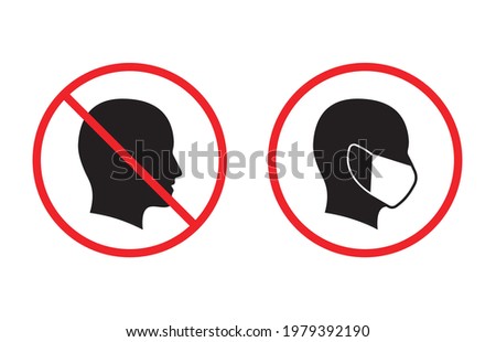 No entry without face mask icon. Vector illustration isolated on white.