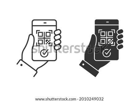 QR code of the vaccination passport icon. Vector illustration on white background. Stock foto © 