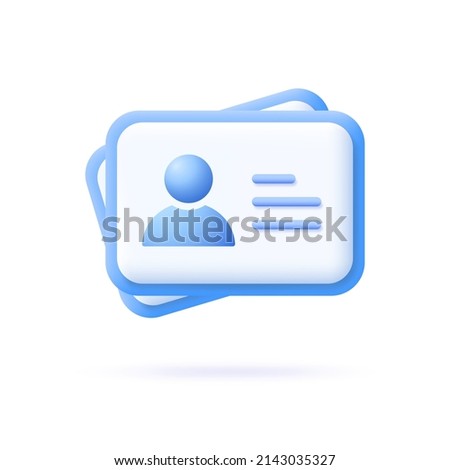 ID card icon. 3d vector illustration isolated on white background.