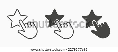 Hand click star icon. Vector illustration isolated on white.