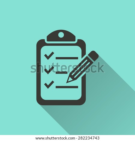 Checklist  - vector icon in black on a green background.