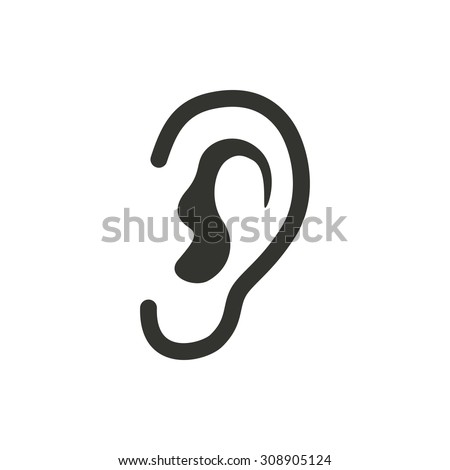 Ear icon  on white background. Vector illustration.