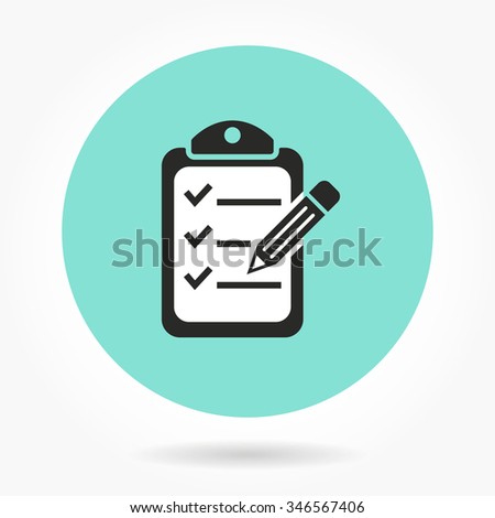 Checklist  icon  on green background. Vector illustration.