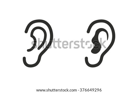 Ear icon on white background. Vector illustration.