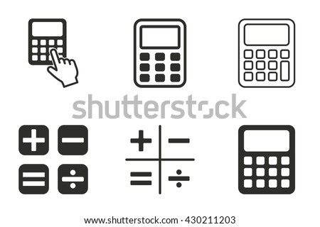 Calculator vector icons set. Black illustration isolated on white background for graphic and web design.