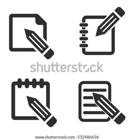 Notepad vector icons set. Illustration isolated for graphic and web design.