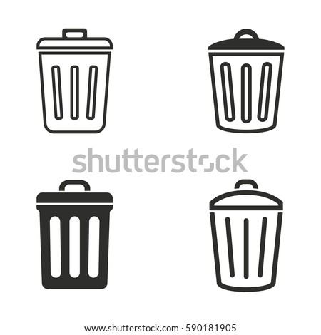Bin vector icons set. Black illustration isolated for graphic and web design. Foto d'archivio © 