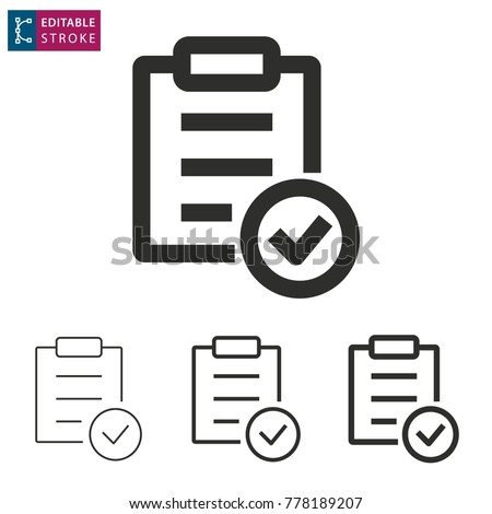 Checklist - outline icon on white background. Editable stroke. Vector illustration