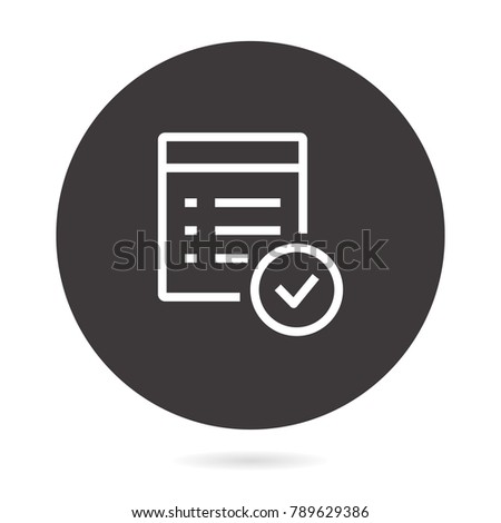 Round button. Checklist - outline vector icon. Illustration isolated. Line pictogram for design, infographic and website.