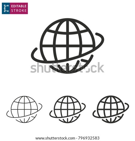 Globe - outline icon on white background. Editable stroke. Vector illustration