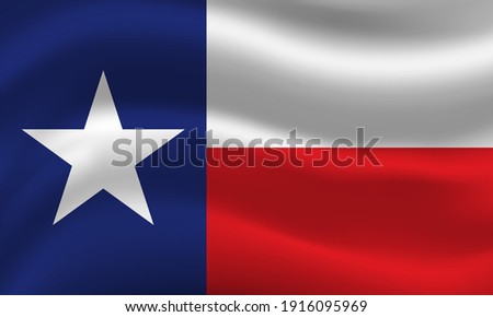 Vector Illustration of waving Texan flag. Template for banner or poster.