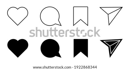 Instagram Media Icons. Like, Comment, Share, Save. Web Flat Icon Foto d'archivio © 