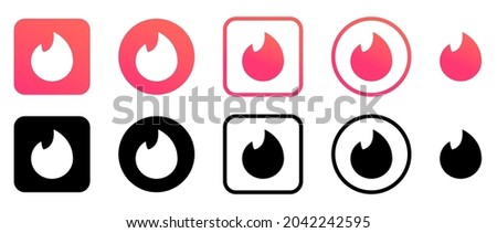Set of tinder logo in different shape. Vector icons isolated on white background