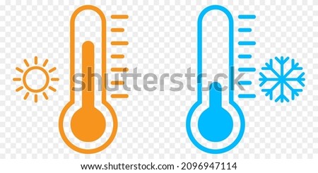 Thermometer vector icons. Thermometer with cold and hot symbol. Can use for web and mobile app. Vector illustration on transparent background. EPS 10