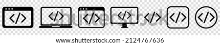 Coding icons set. Vector illustration isolated on transparent background