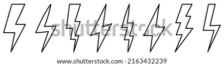Lightning bolt line icons. Vector illustration isolated on white background