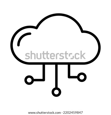 Cloud computing vector icon. Line art style. Isolated on white background
