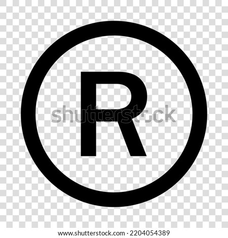 Registered trademark sign. Line art style. Design for web and mobile app. Vector illustration isolated on transparent background