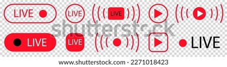 Collection of live streaming icons. Vector illustration isolated on transparent background