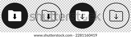 Set of file document import icons with arrow down. Vector illustration isolated on transparent background