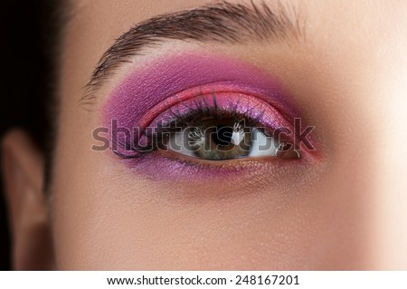 Pink smoke eyes close up with creative makeup