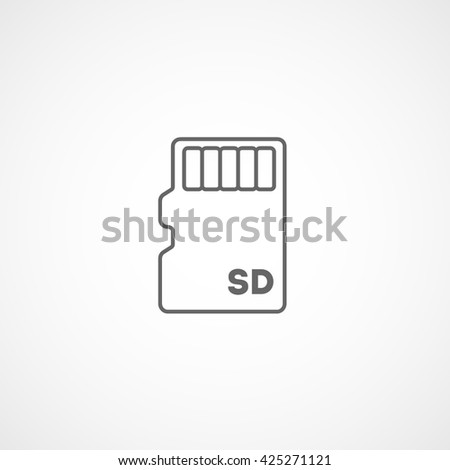 SD Card Line Icon On White Background