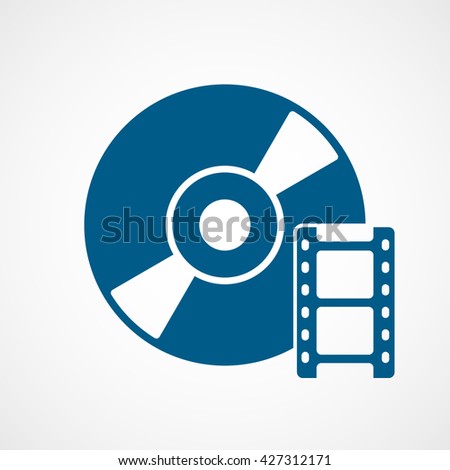 CD With Movie  Blue Icon On White Background