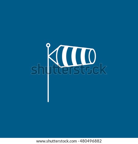 Wind Speed Flag Line Icon On Blue Background