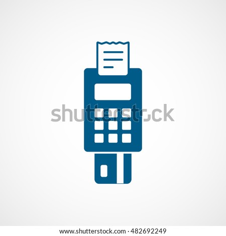 POS Credit Card Terminal Blue Flat Icon On White Background