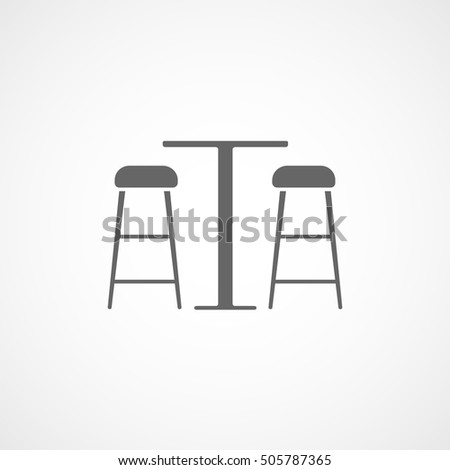 Bar Table And Chairs Flat Icon On White Background