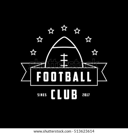 American Football Emblem Line Icon On Black Background