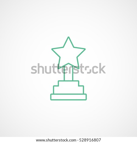 Obelisk Star Green Line Icon On White Background
