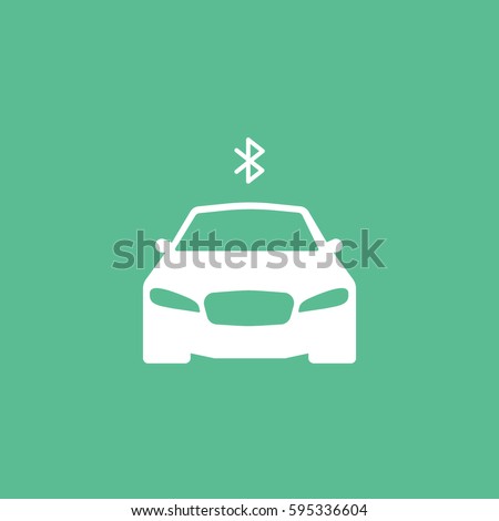 Car And Bluetooth Sign Flat Icon On Green Background