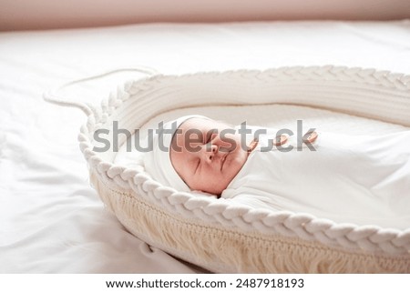 Similar – Image, Stock Photo portrait of baby asleep in bed