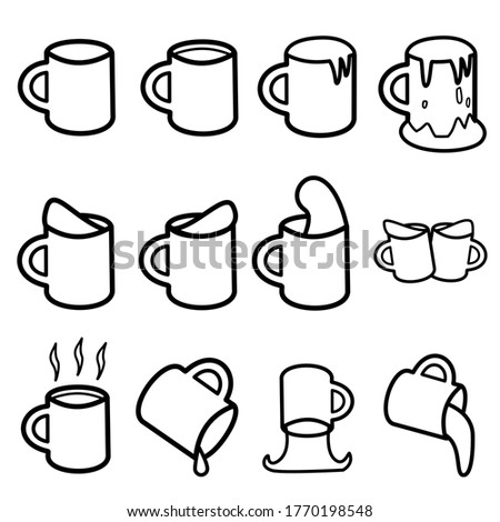 12 mug line icon set vector illustration. 