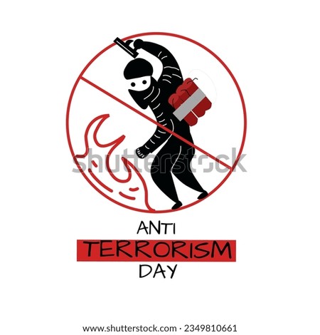 cartoon terrorist carrying bomb.Anti terrorism day