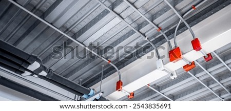 Similar – Image, Stock Photo Silver line pipes in front of a blue sky