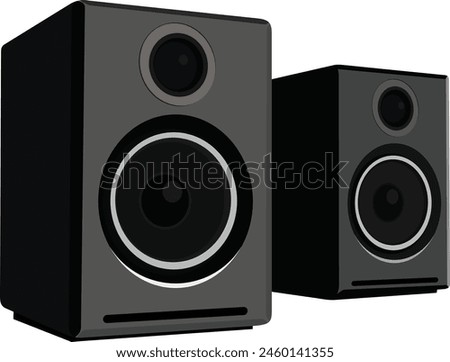 Realistic Full Bass Speaker Vector Illustration in Black for Audio Monitoring