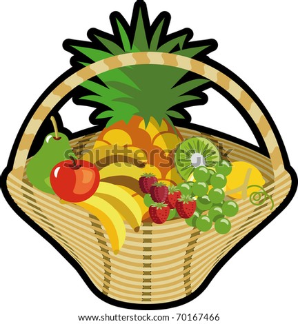 Fruits Basket Stock Vector Illustration 70167466 : Shutterstock