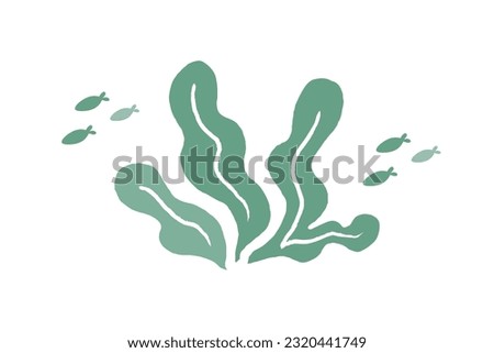 Underwater fish and seaweed illustration