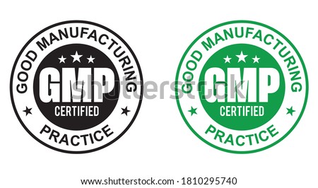GMP (Good Manufacturing Practice) certified round stamp on white background - Vector Foto d'archivio © 