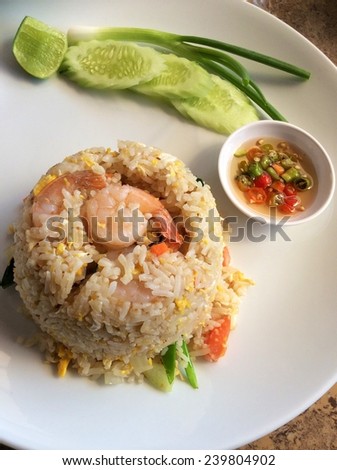 Fried rice with shrimp, crab, food Thailand