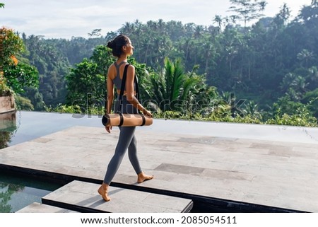 Similar – Image, Stock Photo Woman meditating near tropical bush