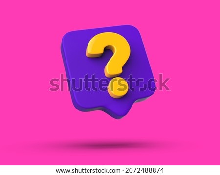 FAQ icon concept. Question mark 3D render illustration Stockfoto © 