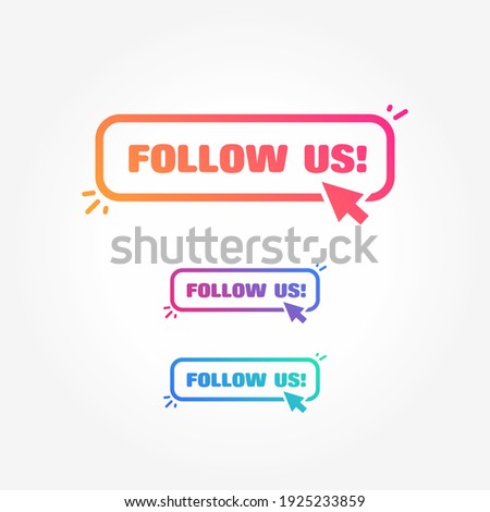 Follow Us Button with Cursor Label Set